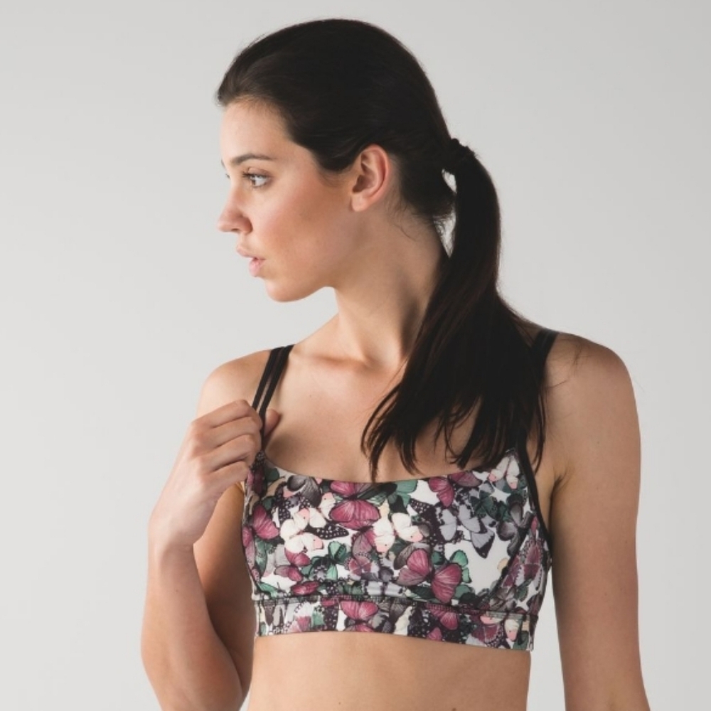 Lululemon Straight Up Bra So Fly Butterfly Angel Wing Multi/Black/Mink Berry. 6